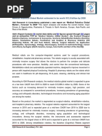 IQ4I Research & Consultancy published a new report on “Medical Robotics Global Market – Forecast To 2026” 