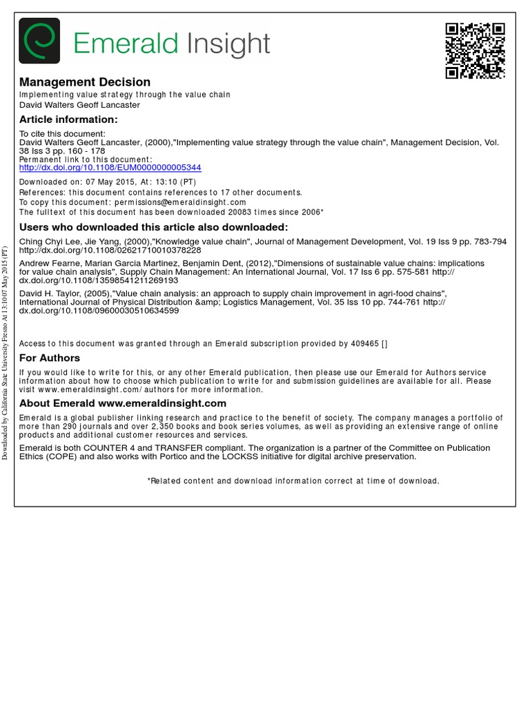 Value Chain Analysis Pdf Value Chain Strategic Management