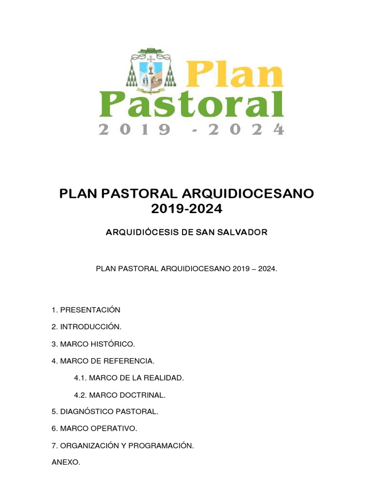 Plan Pastoral Arquidiocesano 2019 2024 1 PDF | PDF | Iglesia Católica ...