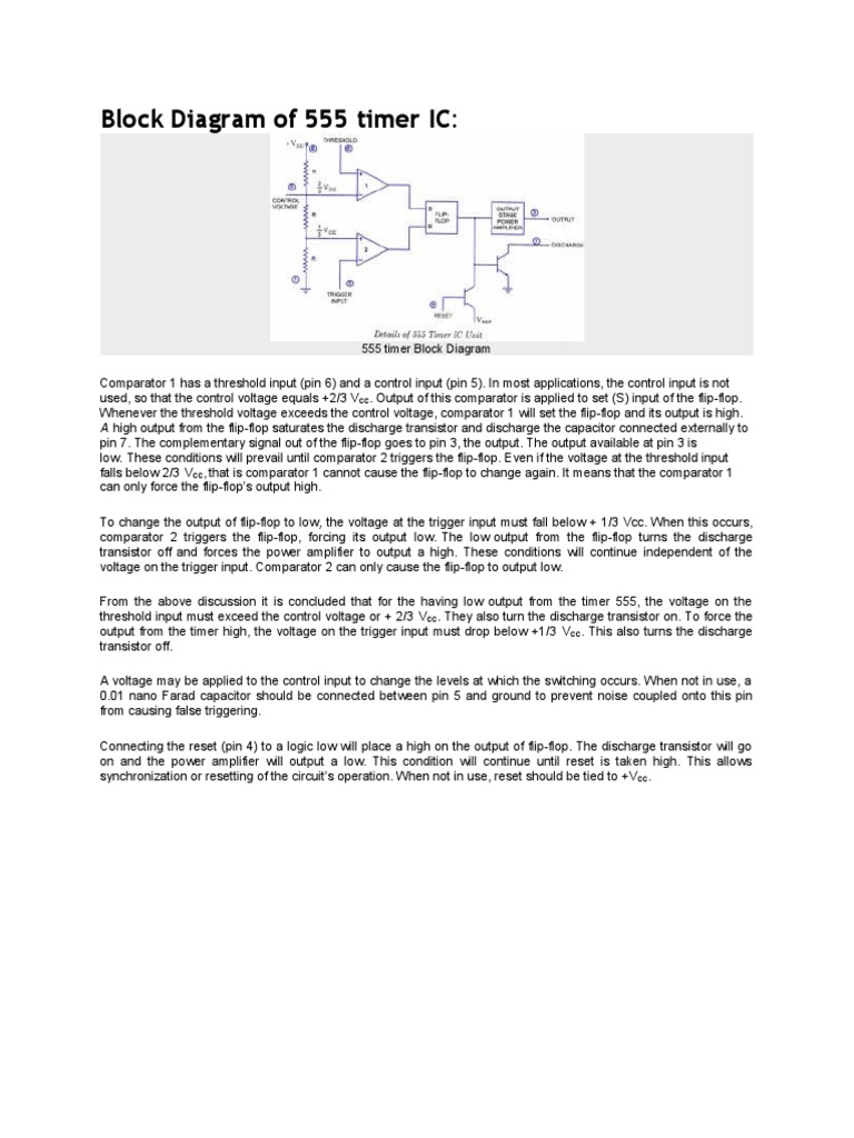 555 Timer IC Block Diagram Explained | PDF | Science & Mathematics ...