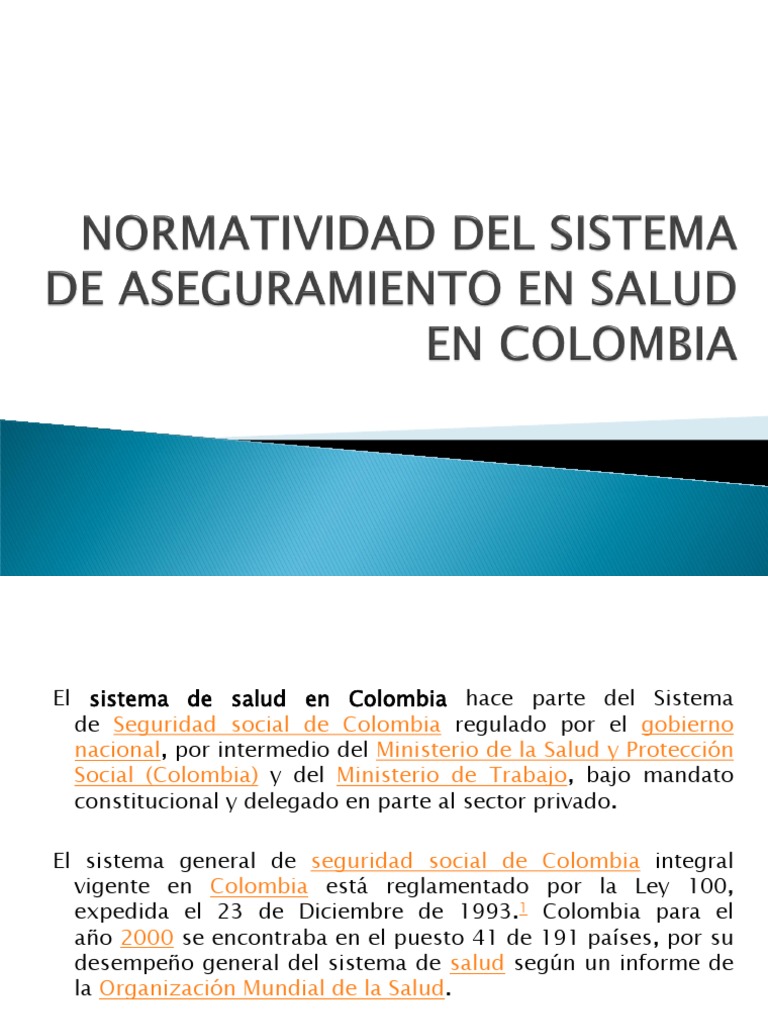 Aseguramiento en Salud en Colombia | PDF | Cuidado de la salud ...