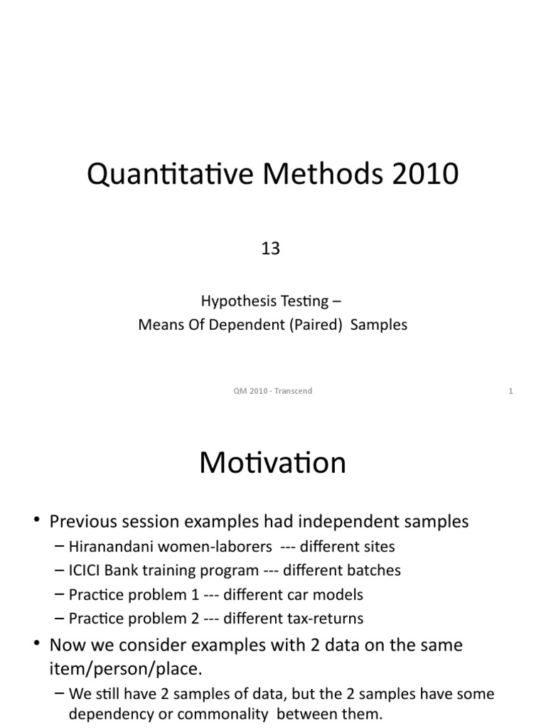 13+ Testing+ +Means+of+Two+Dependent+Samples | PDF | Standard Deviation ...