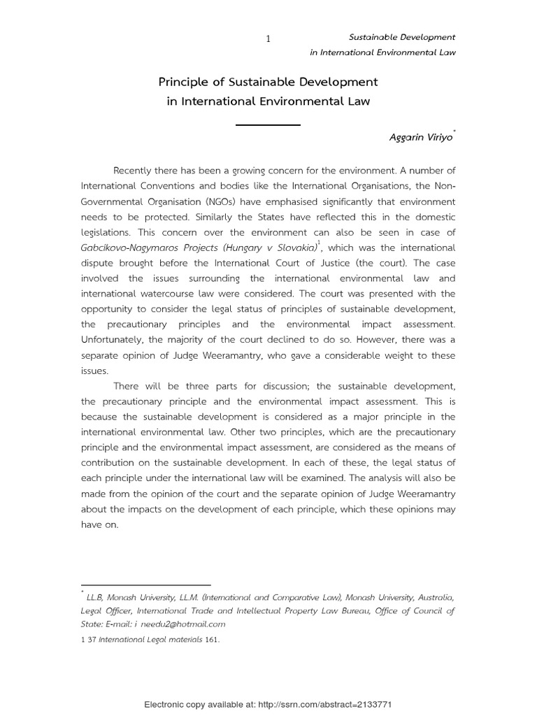 Principles of Sustainable Development Law | PDF | Environmental Impact ...