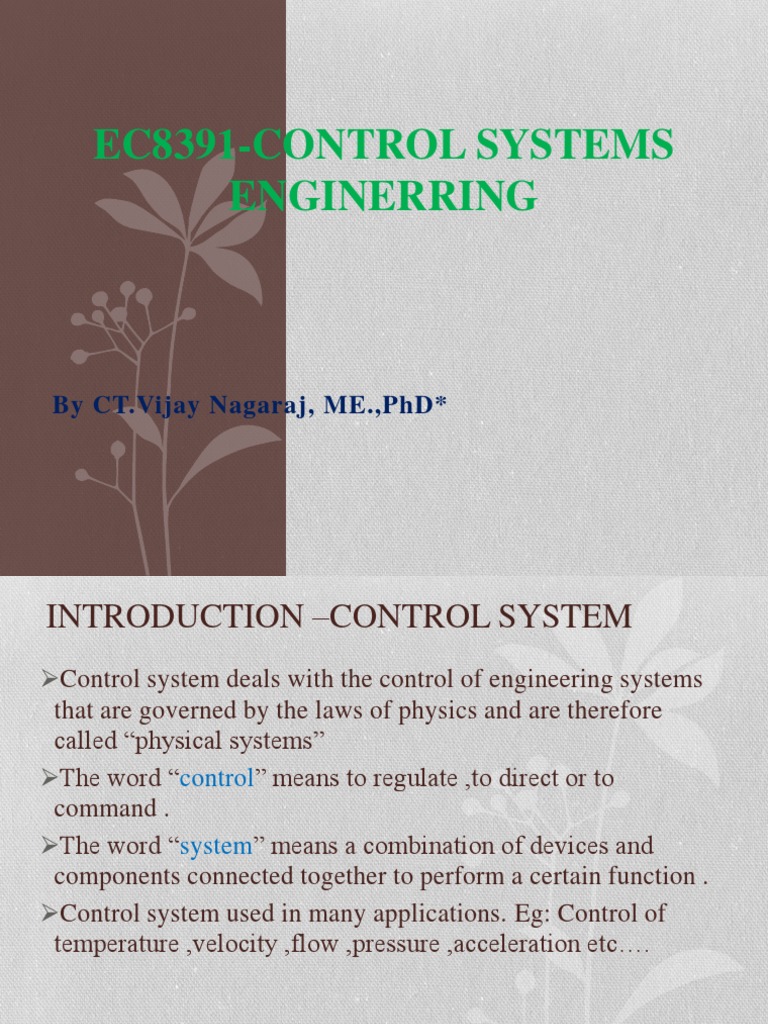 Control System Components Overview | PDF | Electric Motor | Control Theory