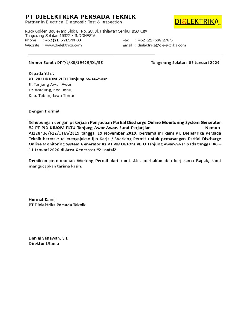 1 Surat Permohonan Permit Pdf