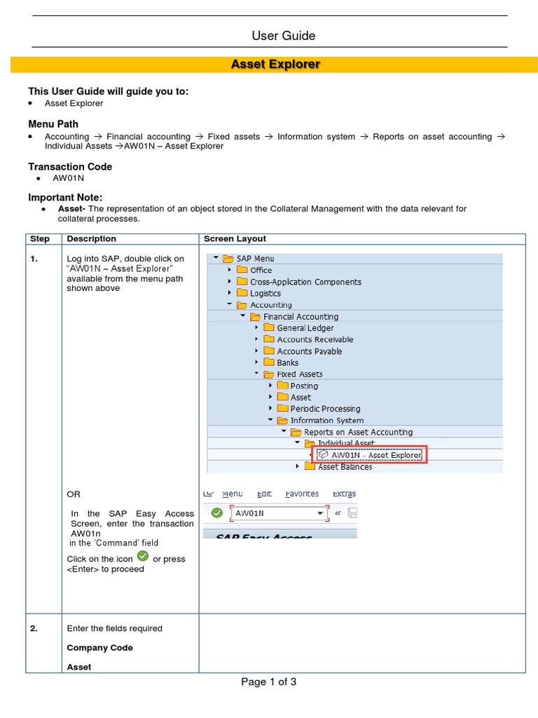 AW01N Asset Explorer - v1.0 | PDF