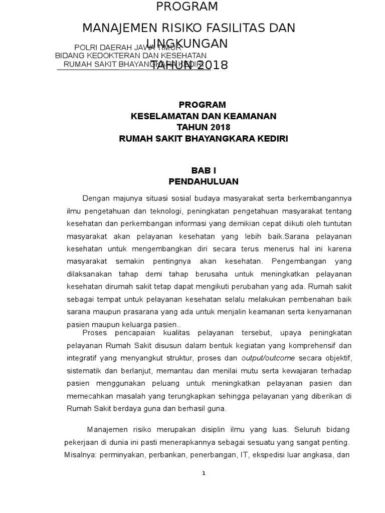 Program Keselamatan RS Bhayangkara Kediri | PDF | Pengembangan Diri ...