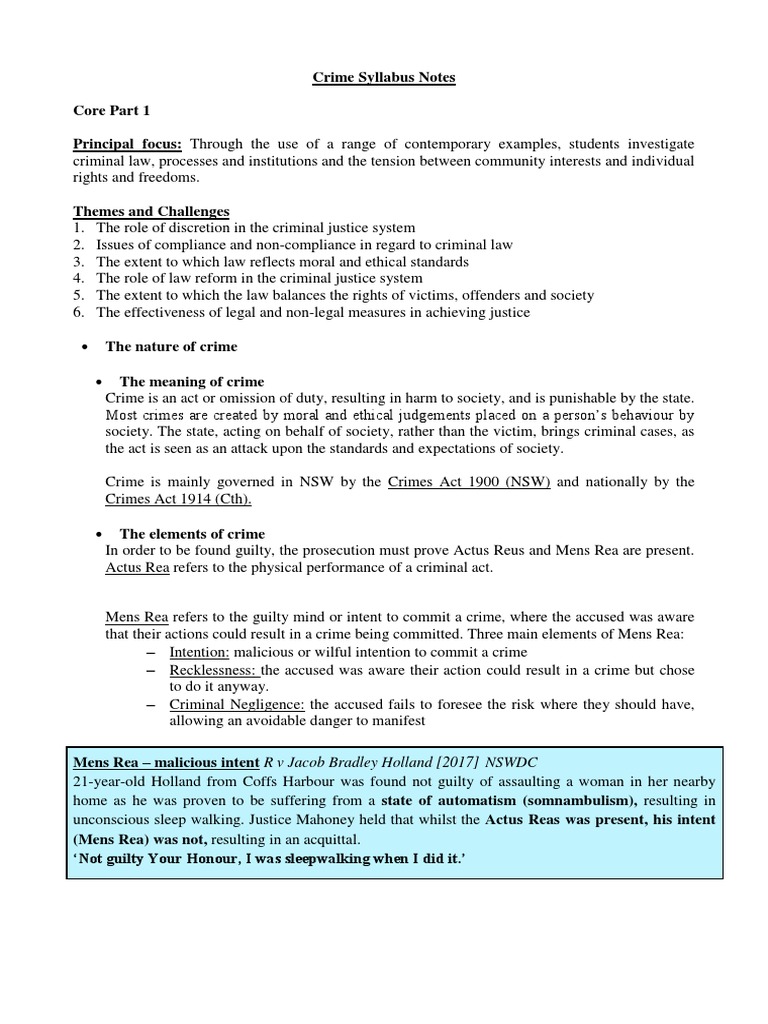 Crime Syllabus Notes Pdf Bail Manslaughter