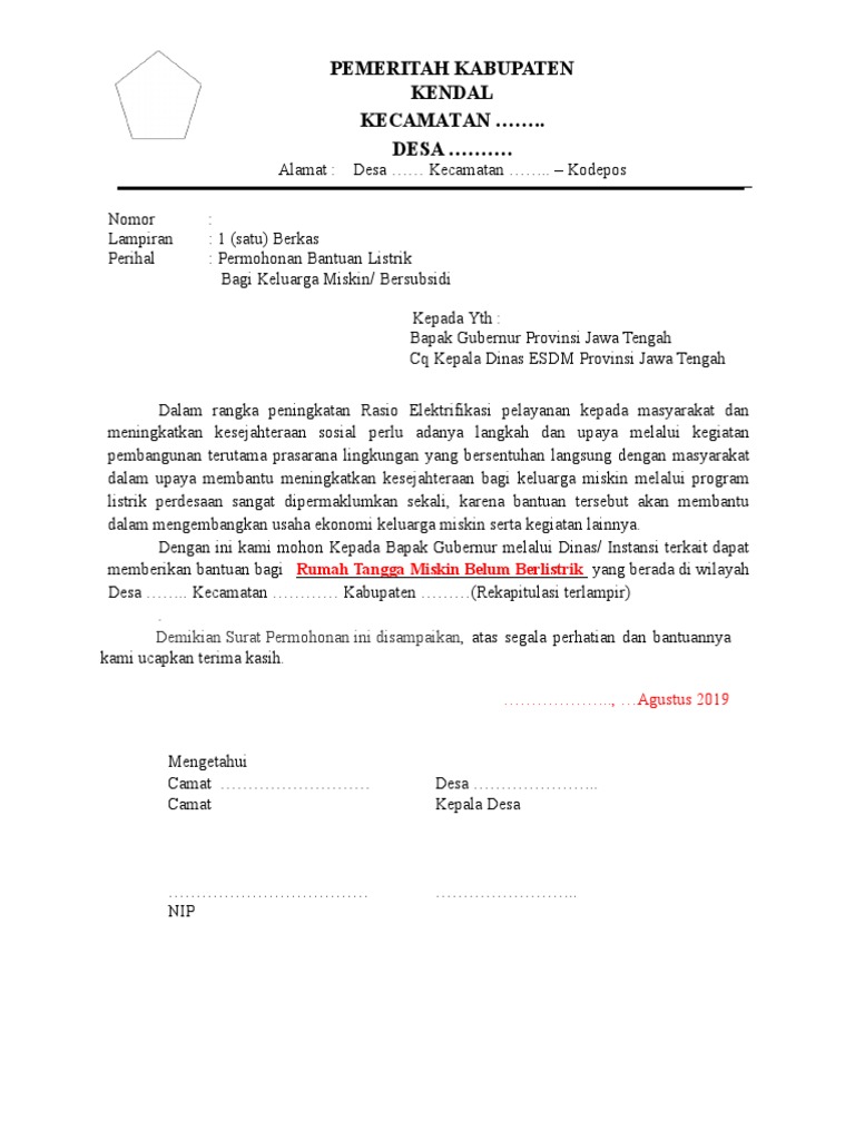 Surat Permohonan Desa | PDF