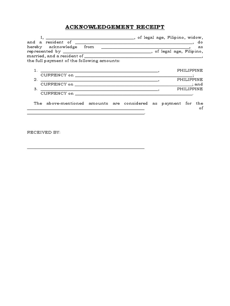 sample acknowledgement receipt pdf