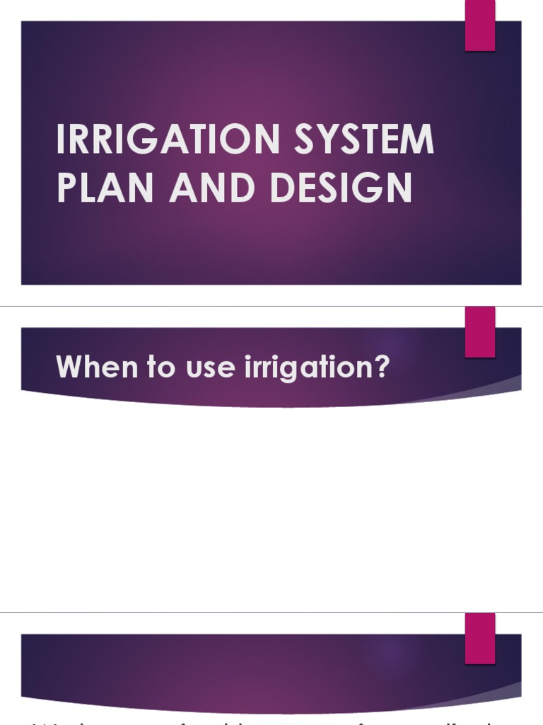 Irrigation System Plan and Design PDF