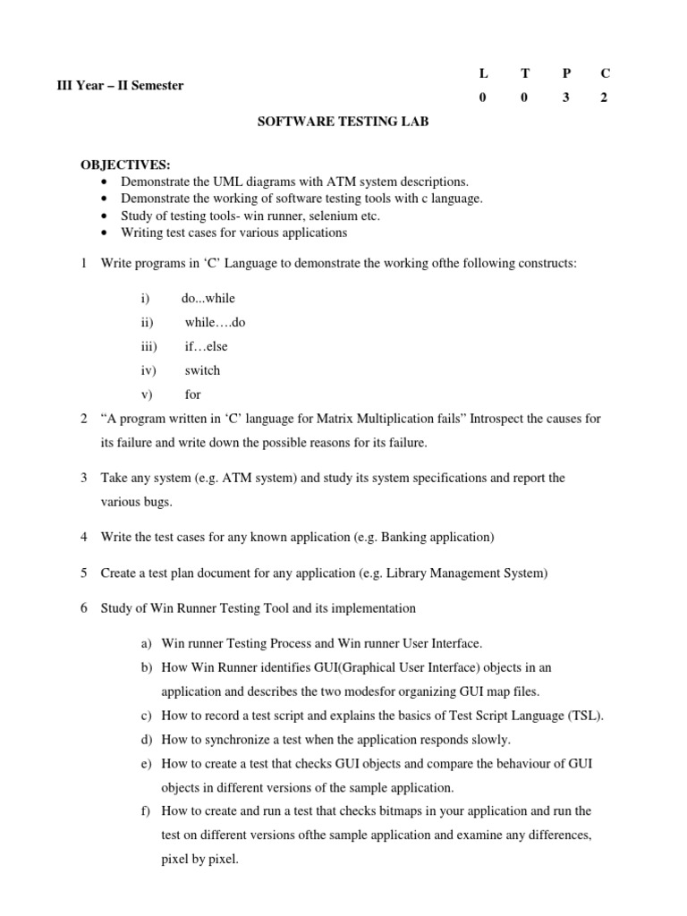 STM Lab Manual for Software Testing | PDF | Software Testing | Personal ...