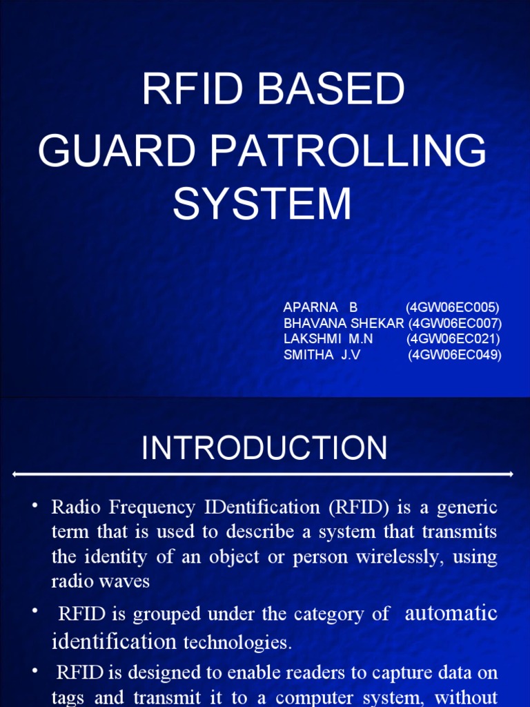 Rfid Based Guard Patrolling System1 | PDF | Radio Frequency ...