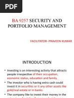 Security and Portfolio Management: Facilitator-Praveen Kumar