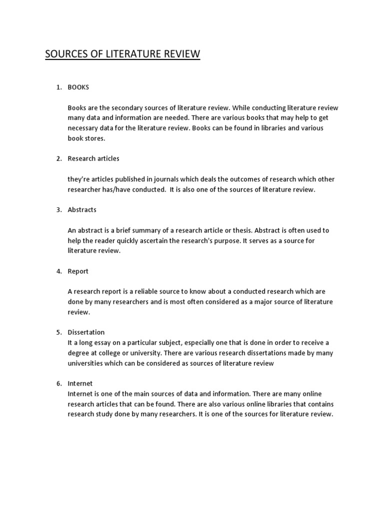 Key Sources for Literature Reviews | PDF