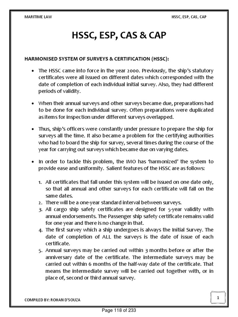 HSSC Esp Cap and Cas PDF Ships Oil Tanker