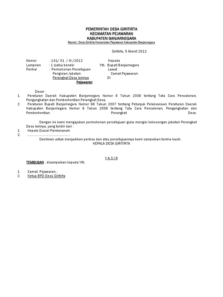 Contoh Surat Kepada Jabatan Penilaian