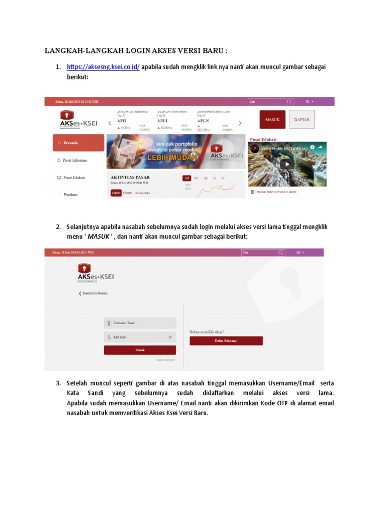 Panduan Login Akses KSEI Versi Baru | PDF