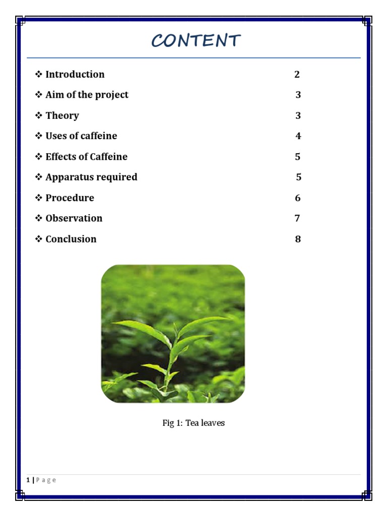 Determination of Caffeine in Tea Samples | PDF | Caffeine | Tea