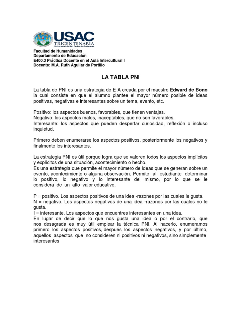 Estrategia PNI: Análisis y Aplicación | PDF | Toma de decisiones ...