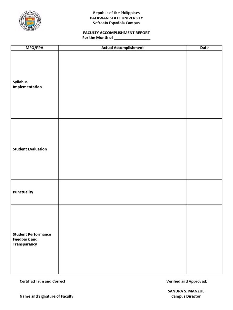 Palawan State University Faculty Report | PDF | Career & Growth | Business