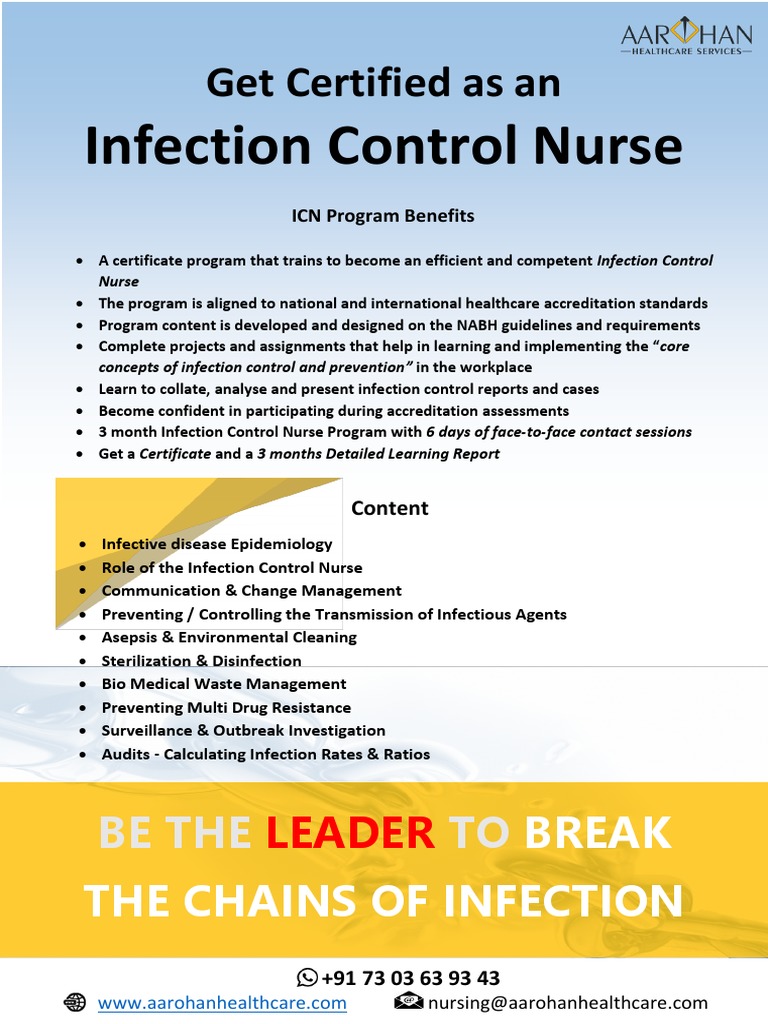 Infection Control Nurse Program Brief - Aarohan Healthcare Services | PDF