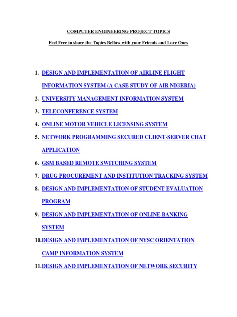 Computer Engineering Project Topics | PDF | Embedded System | Computer ...