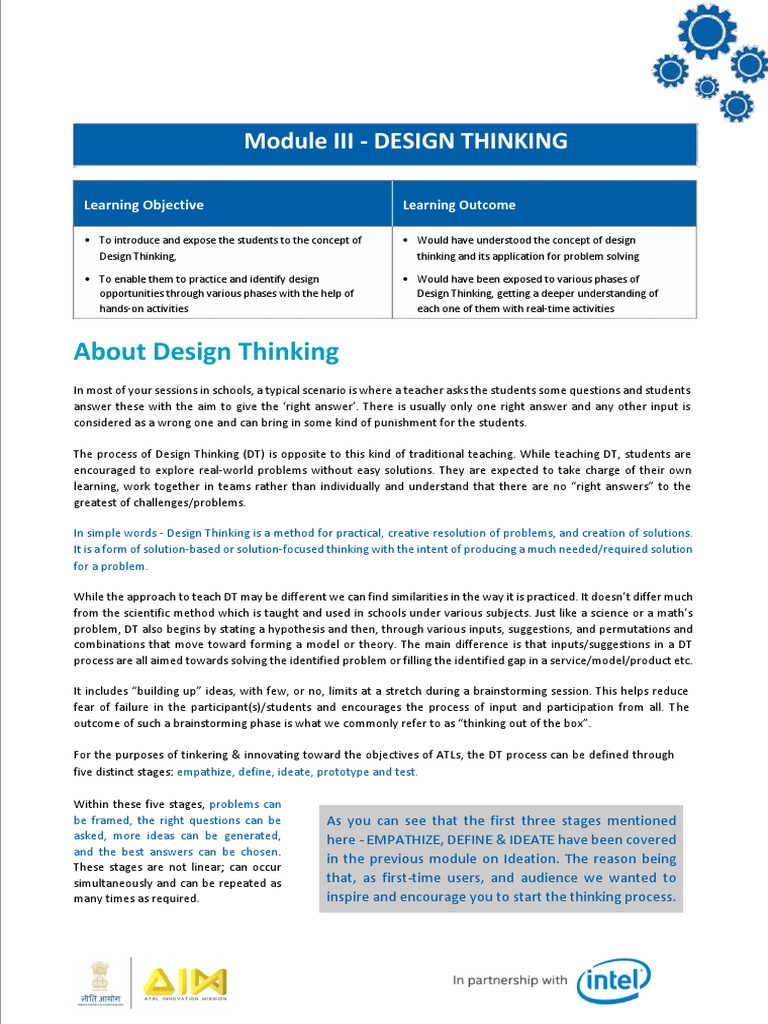 Introduction To Design Thinking Pdf Pdf Design Thinking Brainstorming