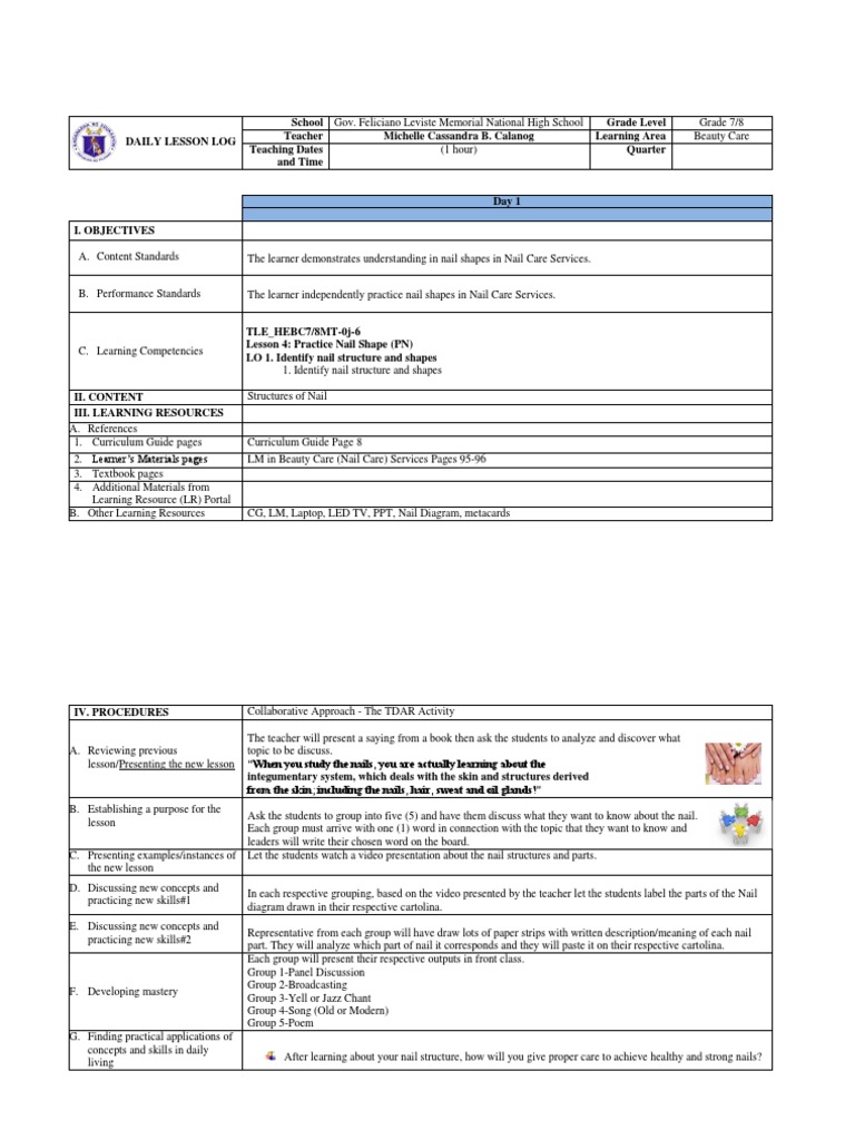 Beauty CareDay 1 New PDF Nail (Anatomy) Curriculum