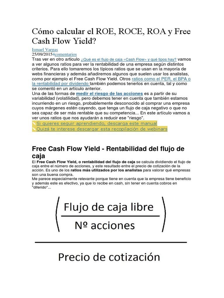 Cómo Calcular El ROE | PDF | Rentabilidad sobre recursos propios ...