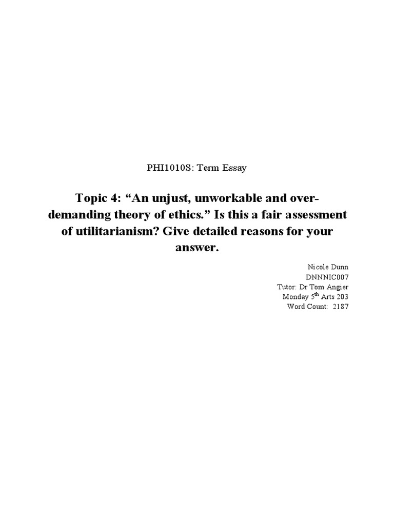 A Critique of Utilitarianism PDF PDF Utilitarianism Happiness