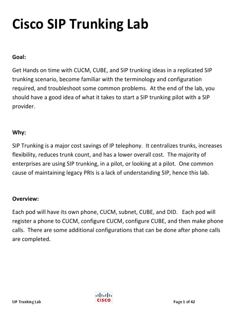 Cisco Sip Trunking