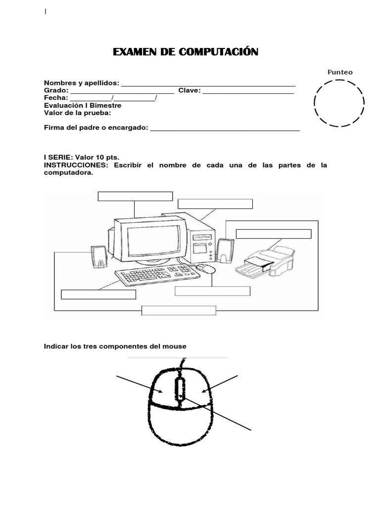 Examen de Computación para Primaria | PDF