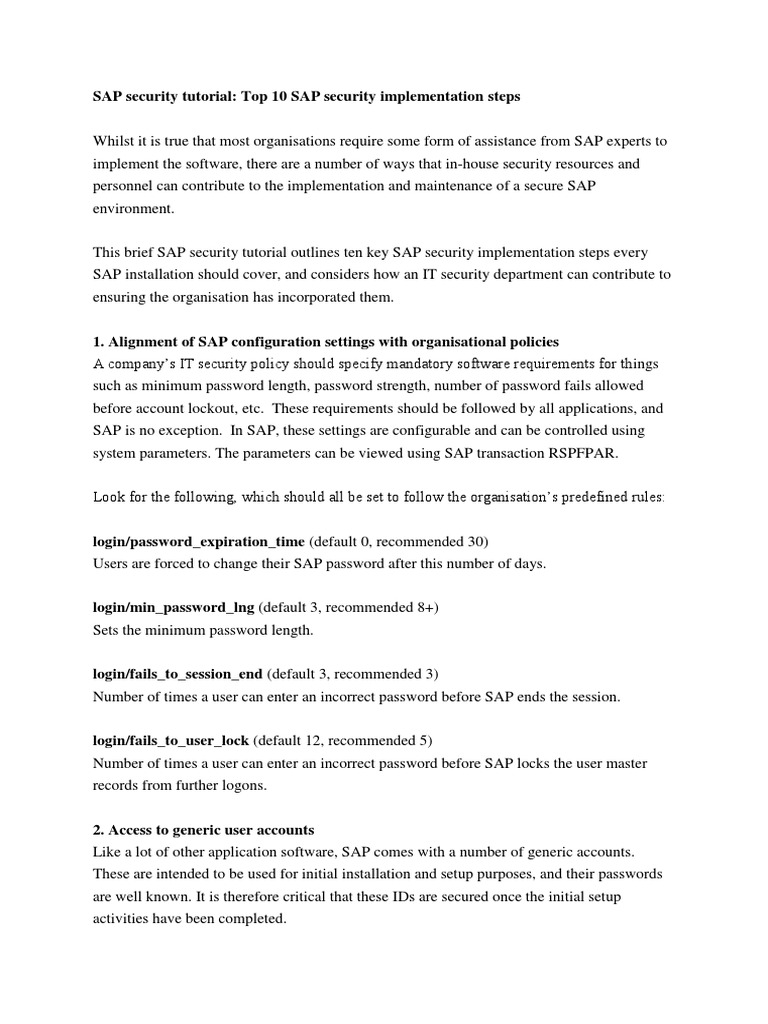 SAP Security Tutorial PDF Computer Security Security