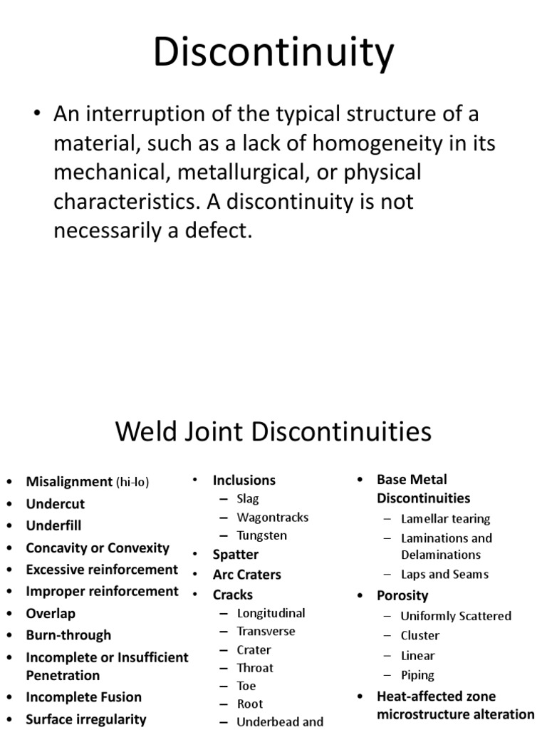 Weld Defects and Discontinuities PDF Welding Construction