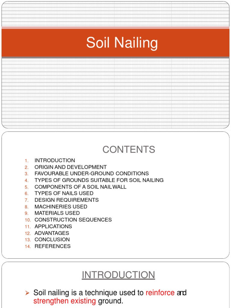 Soil Nailing: Techniques and Applications | PDF | Civil Engineering ...