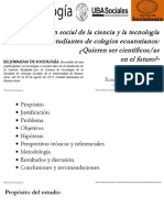 Percepción Social de La Ciencia y La Tecnología en Estudiantes de Colegios Ecuatorianos: ¿Quieren Ser Científicos/as en El Futuro?