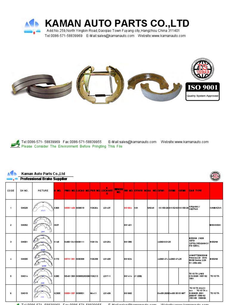 Brake Shoes Catalog PDF