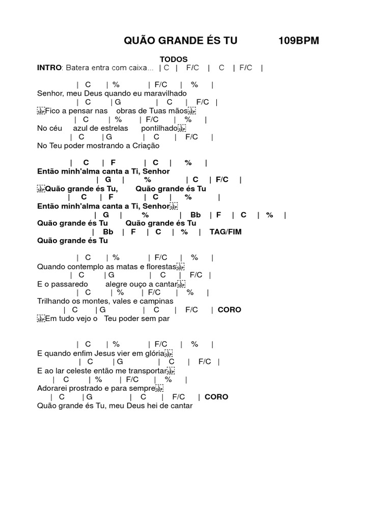 QUAO GRANDE ÉS TU Diante Do Trono 14 Cifra PDF
