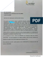 Carta de Claudia Quintero Al Presidente Duque