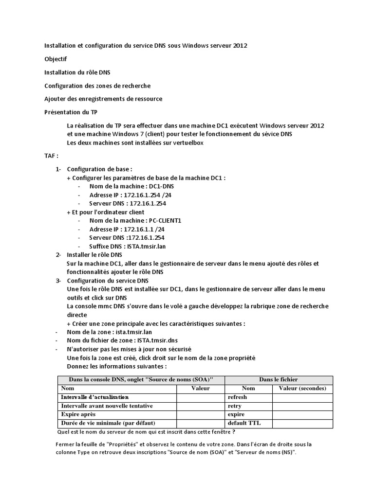 Installation DNS sur Windows Server 2012 | PDF | Système de noms de ...