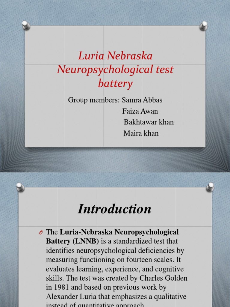 Luria-Nebraska Neuropsychological Battery | PDF | Neuropsychology ...