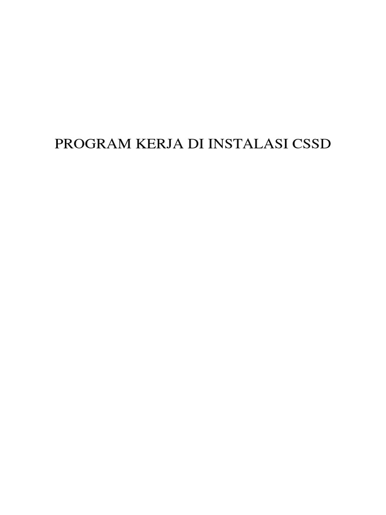 Program Kerja Instalasi CSSD | PDF