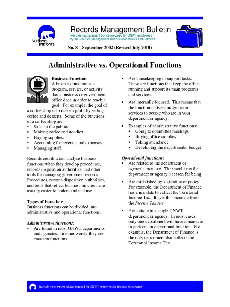 Admin Vs Operational | PDF | Records Management | Taxes