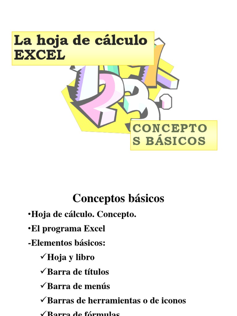 Excel Conceptos Básicos | PDF | Microsoft Excel | Hoja de cálculo