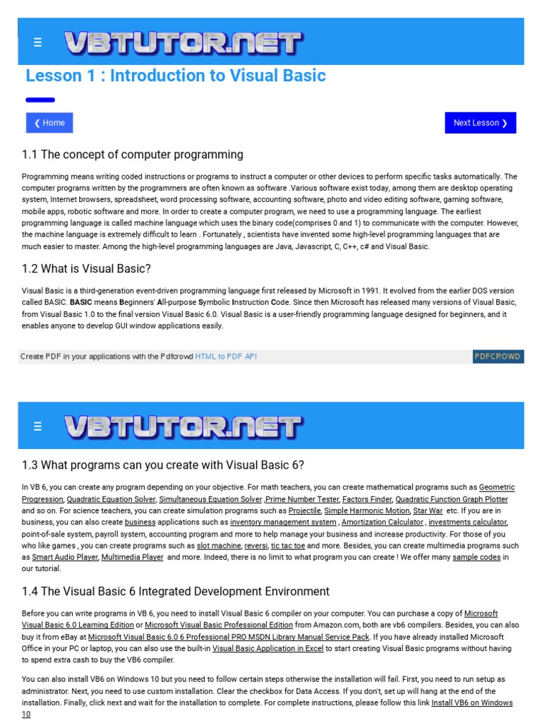 Introduction To Visual Basic | PDF | Basic | Programming Language