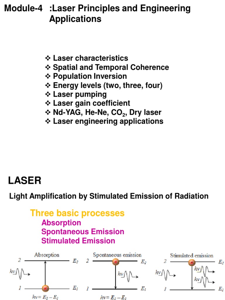 Laser Principles & Engineering Uses | PDF