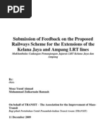 Submission of Feedback on the Proposed Extensions of the Kelana Jaya and Ampang LRT Lines