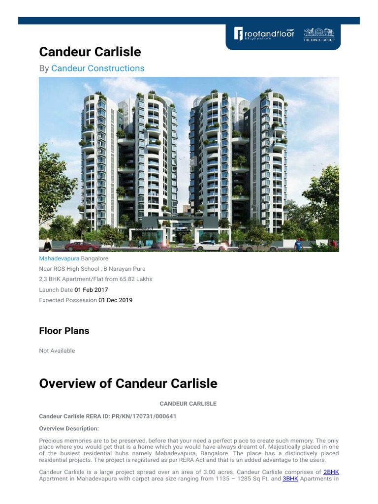 Candeur Carlisle Automated Brochure PDF Sink Apartment