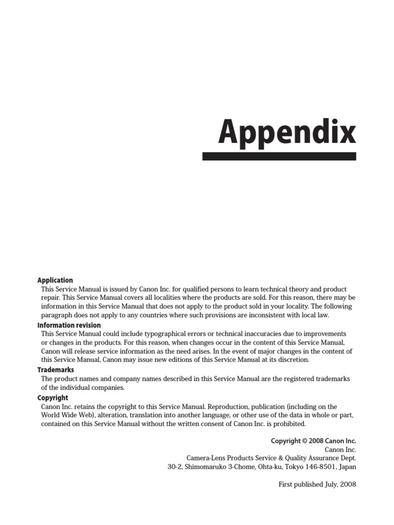 Canon Eos Xs 1000d Appendix | PDF | Canon Eos | Shutter (Photography)